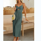 Hair 2025 Spring New Women's Clothing Explosion Long Legs Thin Waist Bump Color Work Clothes Show Thin Jump Jump-Suited Jumpsuit
