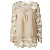 2020 Sping Winter Solid Sexy Lace Patchwork Women's T Shirt Fashion Casual O Neck Long Sleeve Ladies LooseT Shirts
