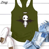 Angel Printing Tank Top Women Sleeveless Summer 2022 Harajuku Vest Round Neck Graphic Tee Shirt 90s Girls Femme Ropa