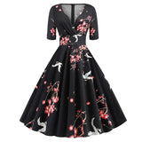 Dot Printed Summer Women Casual Vintage Dress Short Sleeve V Neck A Line Swing Pin Up Rockabilly Sundress 50s 60s