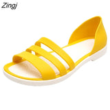 Women Summer Flat Sandals 2023 Open-Toed Slides Slippers Candy Color Casual Beach Outdoot Female Ladies Jelly
