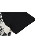 Hem Short Sleeve Crop Top Women's Y2k Patchowork Fake 2 Piece Tee Summer 2023 Vintage Sexy Club Party Costume