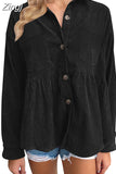 Women's Corduroy Shirt Button Up White Blouses Women Casual Long Sleeve Autumn Elegant Warm Thick Oversized Shirts for