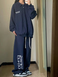 Navy Blue Printed Baggy SweatpantsOutfit