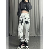 Women's Pants Harajuku Tie Dye Print Casual Trousers Loose Wide Leg Pants Female Hip Hop Joggers Woman