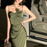 Sleeveless Spaghetti Strap Evening Party Prom Elegant Backless Floral Long Maxi Wedding Dresses for Women Female Summer