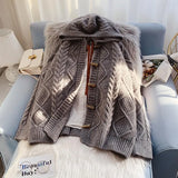 twist sweater coat autumn and winter 2021 new women's loose outer wear lazy knitted