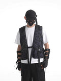 Maple Leaf Pattern Reflective Overalls Vest With Multi-Pocket Tactical Function Vest Casual Versatile Coat Man-Outfit