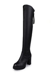Autumn Winter Women's Pu Leather Over The Knee Boots Back Zip Thick High Heel Platform Thigh Boots Ladies Fashion Shoe