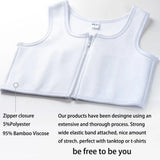 Women Tomboy FTM Zip Up Elastic Chest Binder Breathable Bamboo Slim Fit Tank