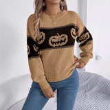 And Winter Live Halloween-Themed Pumpkin Head Bumpy Long-Sleeved Sweater Women's