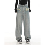 Style Streetwear Baggy Jeans Women Denim Trousers High Waist Y2k Vintage Washed Wide Leg Mopping