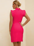 Pink Bandage Dress 2022 Christmas New Year Mini Bandage Dress Bodycon Women Summer Sexy Party Dress Evening Club