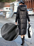 Women natural fox fur White duck down Coat doudoune femme PU Leather Coat Lady Long winter coat §á§å§ç§à§ӧڧÜ §ا֧ߧã§ܧڧÛ