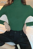 Soft Women Turtleneck Sweater Autumn Knitted Solid Jumper Winter Long Sleeve Elastic Pink Female Pullover Top
