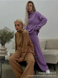 Hot Sales Solid-Color Suit Women Irregular Open Fork Top + Wide Leg Pants Leisure Loose