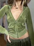 Velvet Zip Up Hoodie- Outfit
