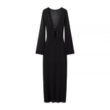 Women's Explosive Long-Sleeved Knitted Hollow V-Neck