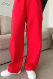 Loose Sweatpants 2023 Autumn Women Red Sport Pants High Waist Loose Trouser Female Fashion Streetwear Straight