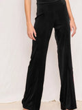 Yoga Fashion Casual Solid Color High Waist Elastic Pants Velvet Wide Leg Pants Women's Trousers Velvet Sweatpants