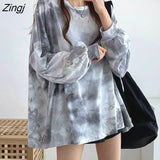 Sleeve T-shirts Women Harajuku Tie-dye Stylish Autumn Chic Top Teens Streetwear All-match Hot Sale Clothing Y2k