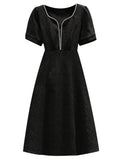 Summer Dress For Women High Quality Temperament Elegant French Vintage High Waist A-line Black Dress Women 4XL