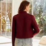 Red Solid Gold Button Jacket- Outfit