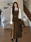 Autumn Suit Women's Retro Design College Style Short Coat+Shirt+Vest+Half Length Skirt Slim Versatile Four Piece Set