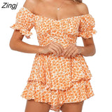shoulder Summer jumpsuits for women print ruffles jumpsuit Sexy jumpsuits &rompers bodysuit overalls romper womens body