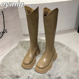 knee boots 2022 autumn and winter new long boots female knight boots thick bottom retro all-match thin and high