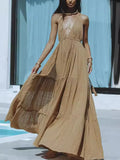 Women's Dress With A Back V Tie With A Solid Color Open Skirt Sexy Vacation