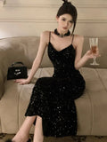 Fashion Sexy Sequin Bodycon Mermaid Dress Women Elegant Wedding Evering Party Robe Lady Slim Clothing