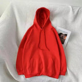 Cotton Hoodies Women Fashion Solid Color Casual Hooded Sweatshirt Streetwear Loose Hip Hop Pullover Hoodie Couple