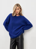 Zingj / Winter 2024 Round Collar Loose Long Sleeve Basic Casual Sweater