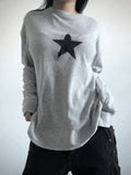 Star Print Long Sleeve Waffle Knit Top- Outfit