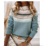 Hot New Sweater Women's Round Collar Color Loose Fashion Knitted Shirt Long