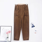 Pants Warm Trousers Women Corduroy Autumn Winter 2023 Thick Pants Casual Solid Fleece Inside Elastic Waist