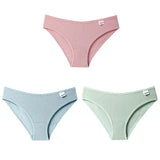 3PCS/Set Women's Panties Striped Cotton Underwear Solid Color Briefs Low-Rise Soft Panty Women Underpants Female