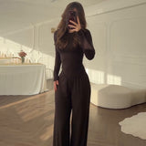 Summer New Women's Round Neck Solid Color Wide Leg Pants Commuting Leisure Suit
