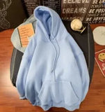 Hoodie Solid Loose Fleece Casual Long Sleeve Top Streetwear hip hop Pullover Sweatshirt Korean Fashion Couple