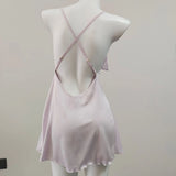 Mesh Spliced Pajamas 2025 New Spring And Summer Silk High-End Feel Bows Hollowed-Out Slinged Sling