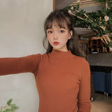 Harajuku Half High Collar Y2k Knitted Sweaters Women Autumn Winter Solid Colors Slim Pullovers Female Casual Korean