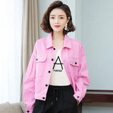 Jacket Women Casual Loose Short Female Coats Basic Ladies Top Turn-down Neck Cotton Loose Bomber Jacket Woman Denim