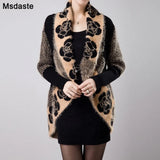 Sweaters Cardigans Cashmere Shawl for Women 2019 Autumn Winter Floral Tricotado Vintage Ladies Coats Knitwear