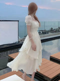 Summer Chiffion Sweet Fairy Mini Dress For Women Kawaii Evening Party Birthday Prom Midi Dress Korean Fashion