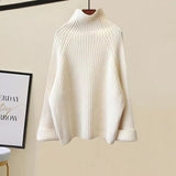 Warm 3 Piece Sets Womens Outfits Office Ladies Turtleneck Knitted Sweater+woolen Parkas Vest+wide Leg Knitting Pants