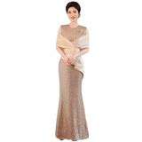 New Temperament Long-Term Cash Waist Fishtail Skirt Wedding Dress Elegant Gold Squine Mother