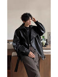 Selling Collar Velvet Version Of The Locomotive Leather Men's Autumn And Winter Leisure Leisure Loose Senior Sense Men's Jacket