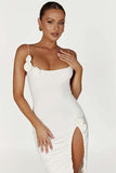 Summer 2025 Summer Holiday Sexy Body-Bossing Three-Dimensional Flowers With Fork With Dress Women's