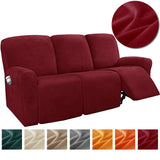 2 3 Seater Velvet Recliner Sofa Cover Elastic Split Design Relax Sofa Slipcover Solid Lounge Armchair Covers With Side